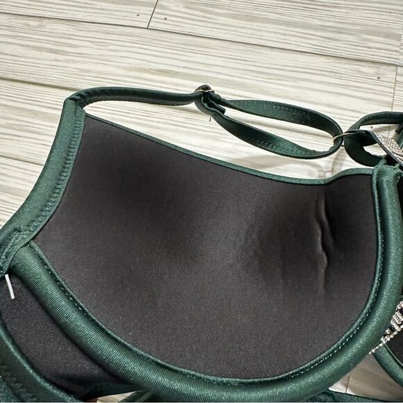 VS PUSH-UP SHINE T- BACK‎ STRAP FULL COVERAGE SWIMSUIT BIKINI TOP NWT 34D NWT - Picture 8 of 11